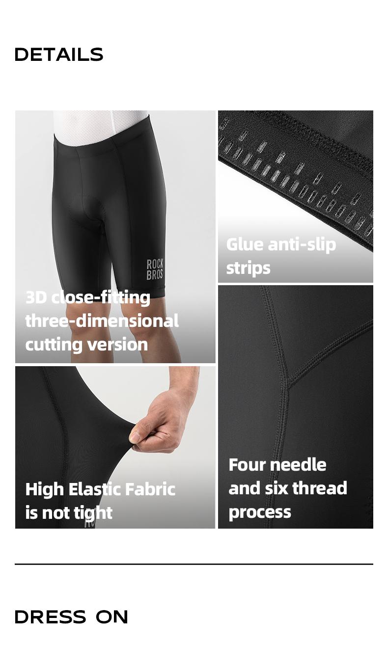 ROCKBROS Men's Cycling Shorts Sponge Padded Shorkproof Breathable Short Pants