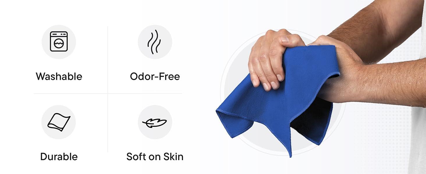 Sweat Absorbing Handkerchiefs - The Original Quick-Dry Microfiber Sweat Rags & Towels for Face, Hands, & Body - Perfect for Gym, Sports, and Work (Black: 5 Pack)