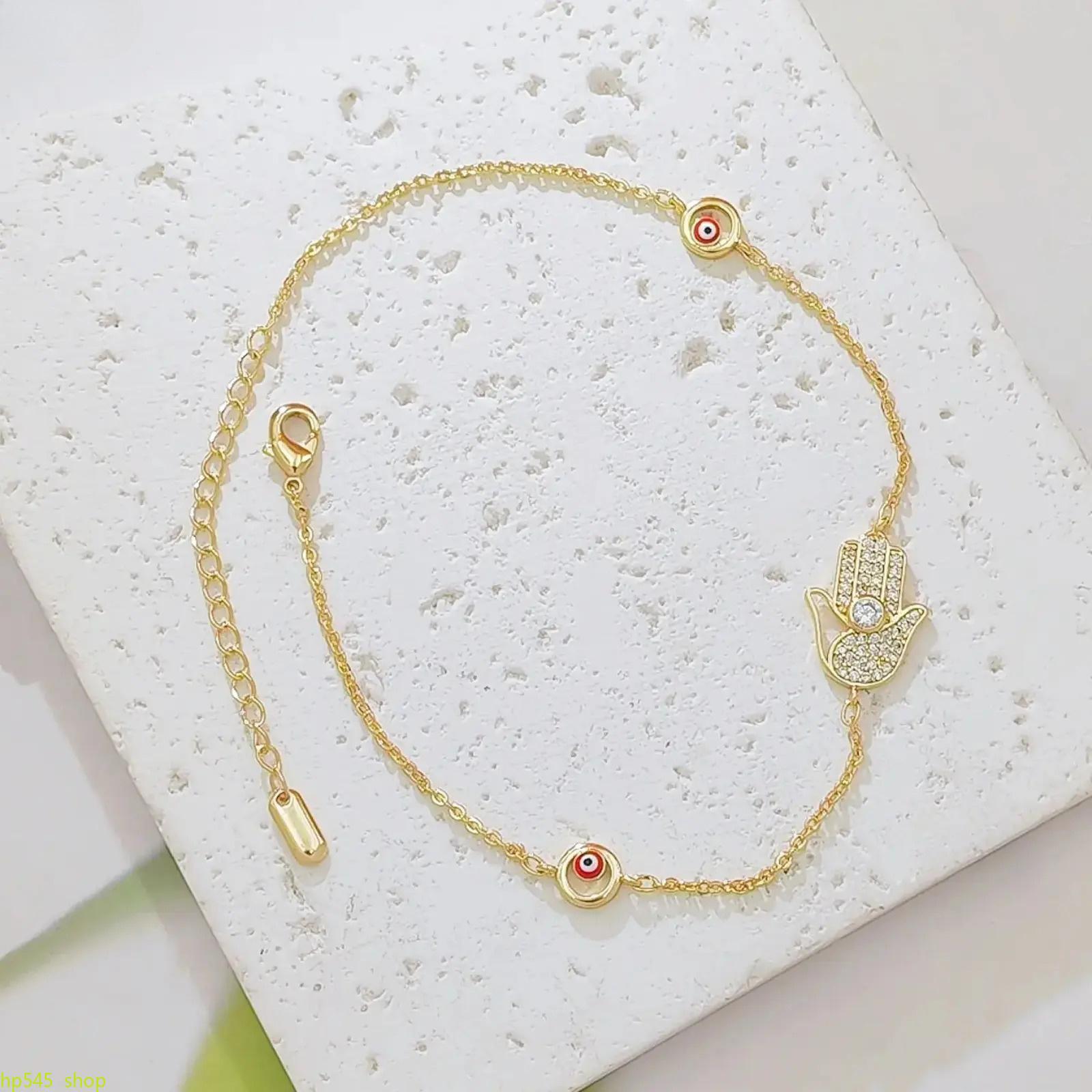 Hamsa evil eye anklet, gold protection ankle bracelet, beach foot jewelry, cz hamsa hand anklet, adjustable women summer anklet backtoschool