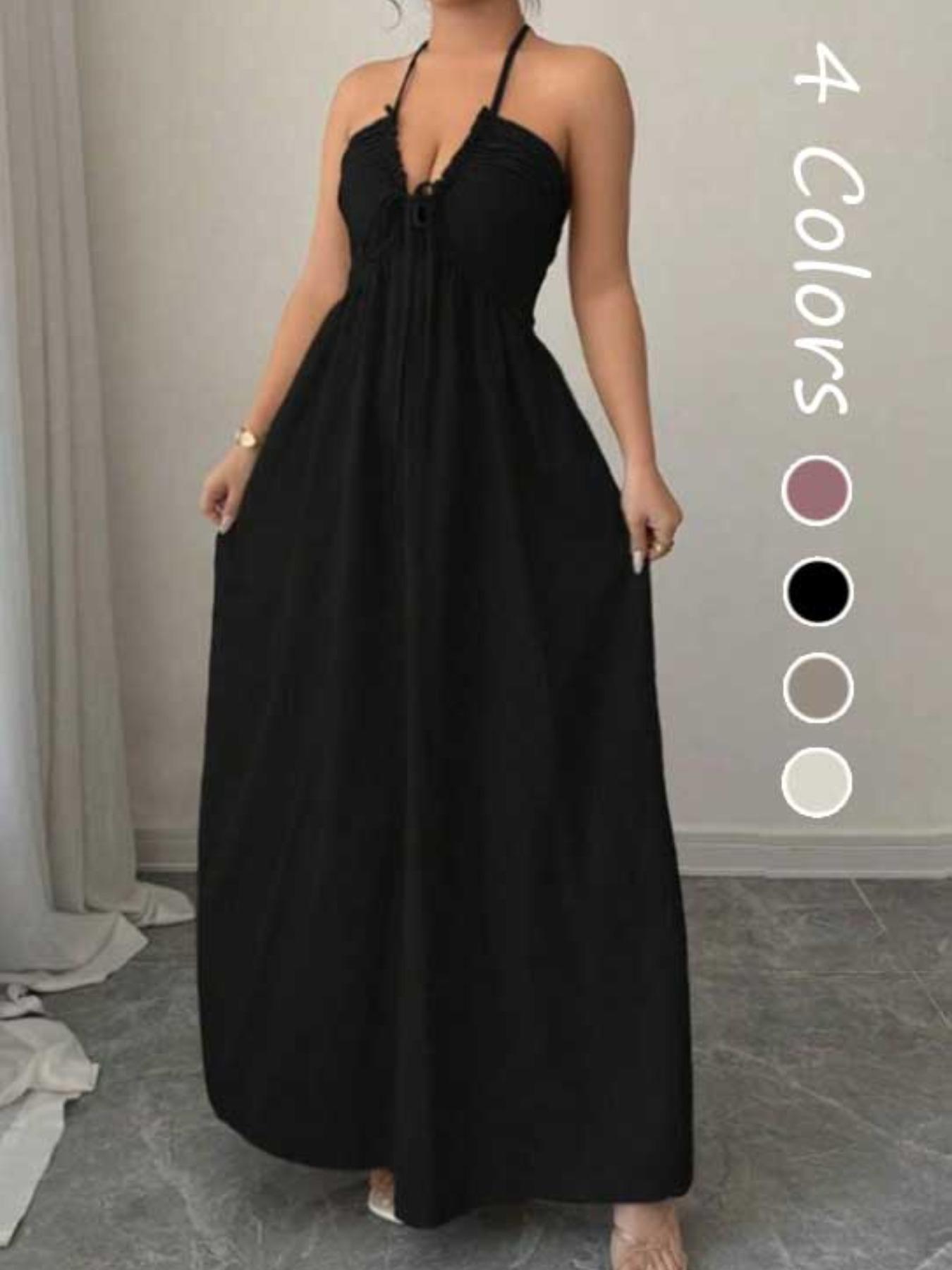 Women's A-Line Sleeveless Dress with Adjustable Straps, Stylish Lace-Up Detail for Summer, Casual Elegant Fashion for Women