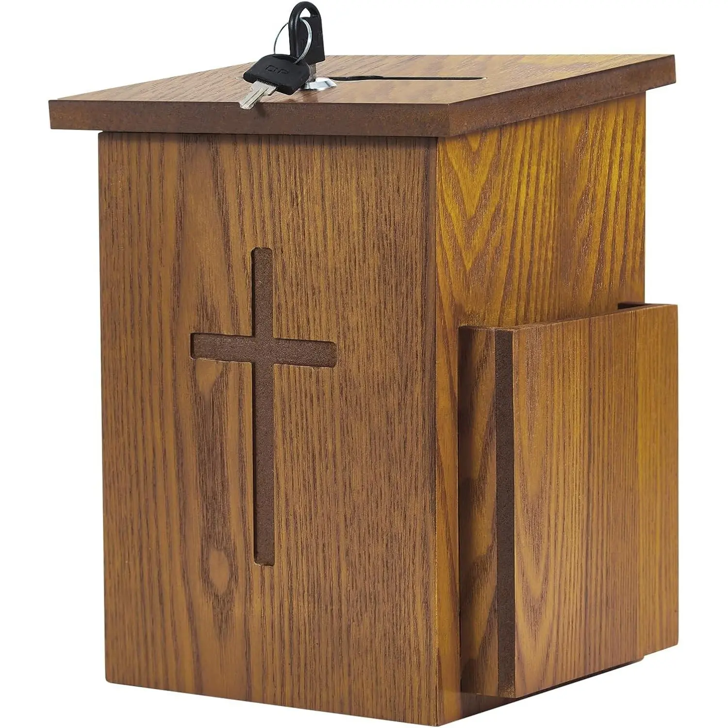 Prayer Request Donation Box with Wooden Finish - Church Offering Collection Box for Charity Fundraising