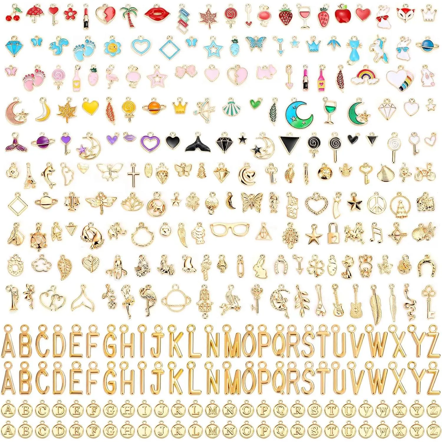 304 count  Charms for  Making,  Bracelet Letter Charms for DIY  Making Necklace Bracelet, Keychains and Crafts