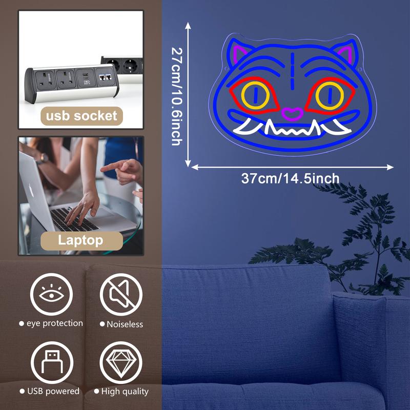 Demon Hunters Neon Sign Tiger LED Neon Sign hunter Neon Signs for Wall Decor, mystical fantasy Gaming Neon Sign, Led Neon Lights