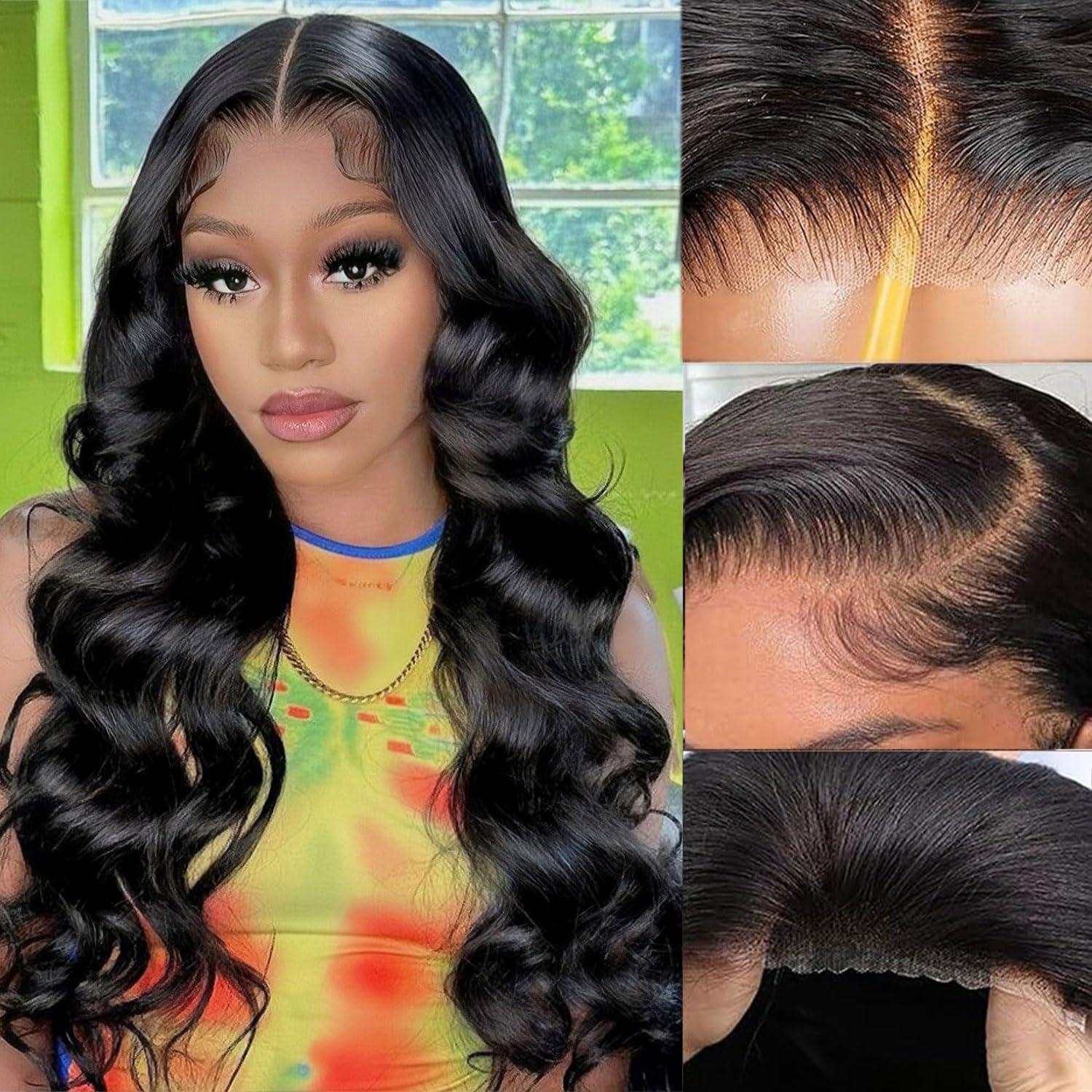 Bling Hair Body Wave 6x4 Glueless PrePlucked Remy Hair Wigs Ready To Wear Transparent Pre Cut 5x5 Lace Closure Wig For Black Women