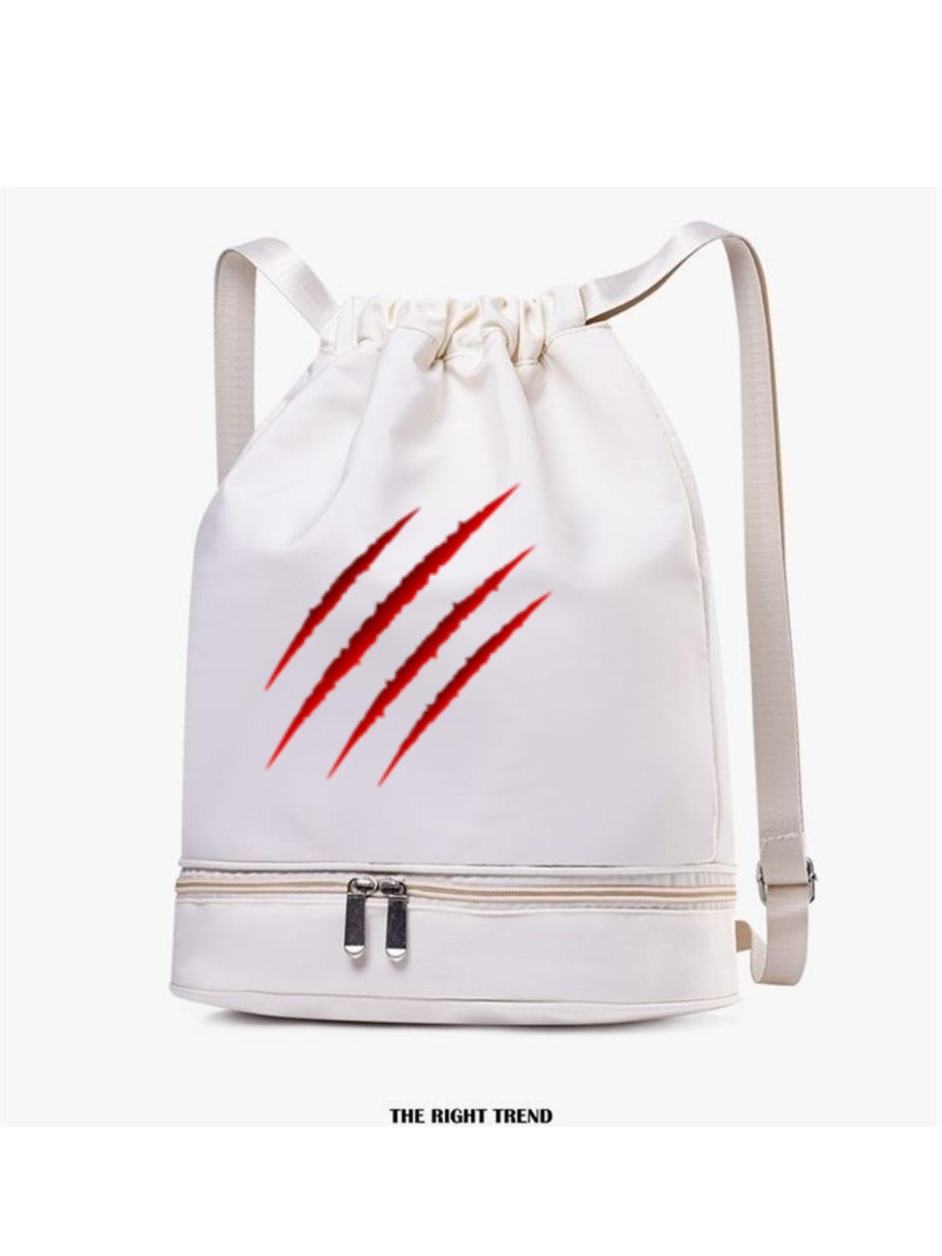 Unique Scratch Print Backpack, Fashionable Minimalist Crossbody Bag, Adjustable Straps, Separate Compartment, All-Season Use, Lightweight Travel School Gift