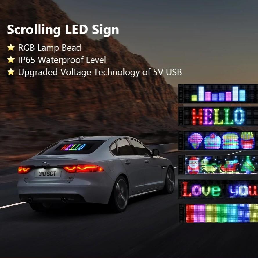 Flexible LED Matrix Pixel Display Devil Eye Car Light Decoration, Programmable Digital Panel, DIY Custom Patterns Text Animations, Bluetooth-compatible APP Control