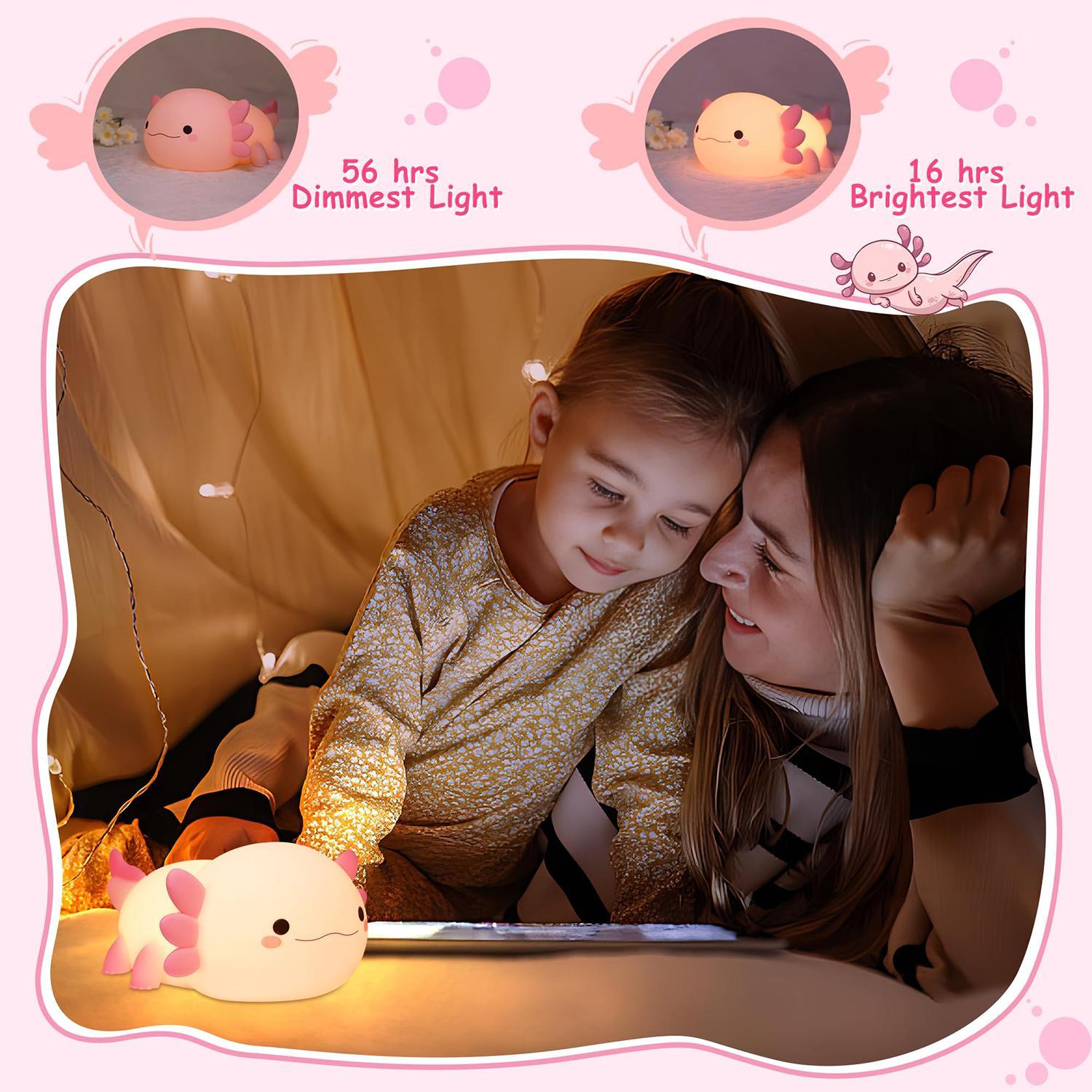 Cute Axolotl Design Night Light, USB Rechargeable Silicone Touch Lamp, Novelty Lighting for Bedroom, Living Room, Home Decor