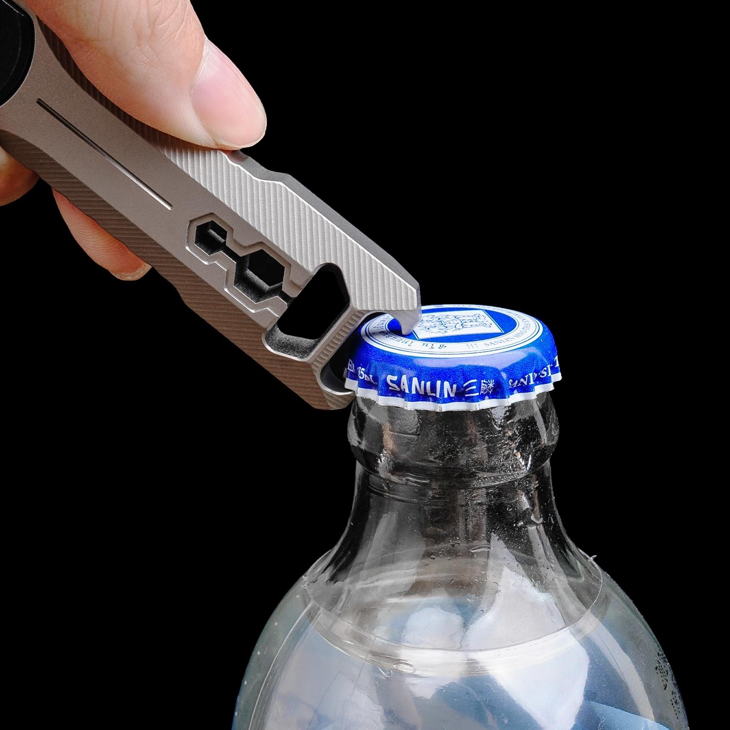 Titanium Alloy Dual Direction Ratchet Wrench with Mini Cross Screwdriver, Phillips Screwdriver, Small Pry Bar, Outdoor Bottle Opener