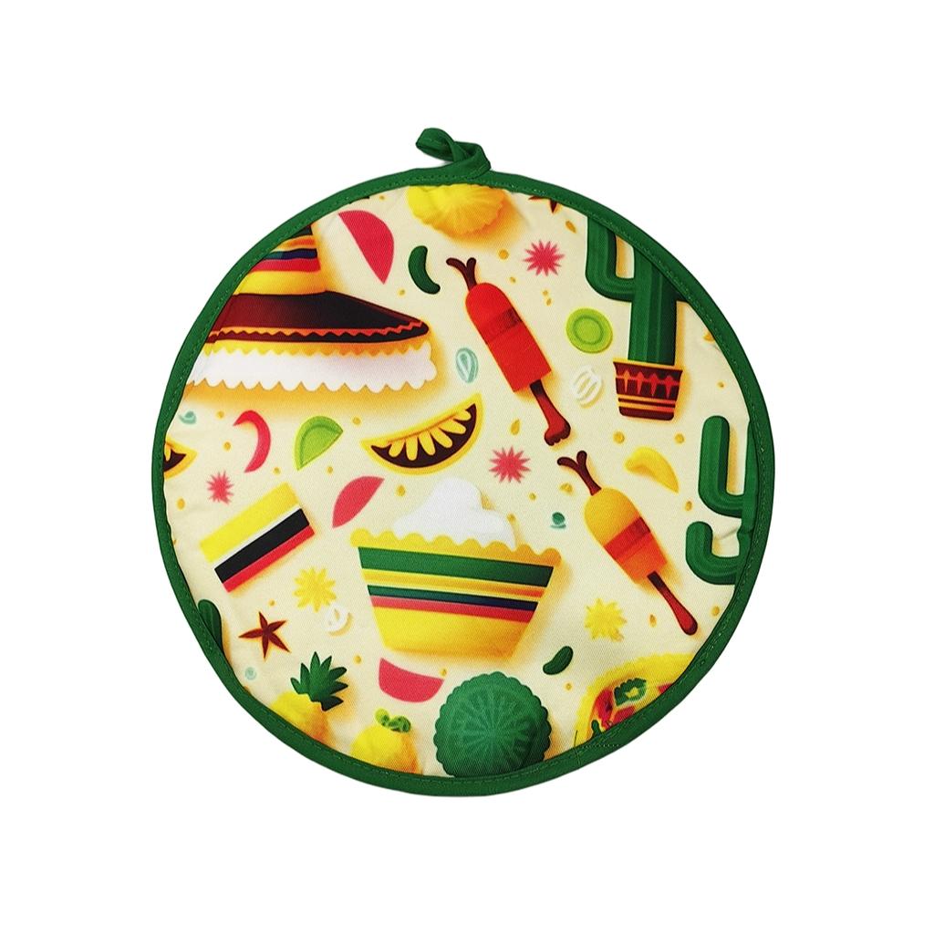 Mexican Thickened Corn Tortilla Insulated Bag, Pure Cotton Round Heat-Resistant Bread Carry Bag, Home Use Food Delivery Bag