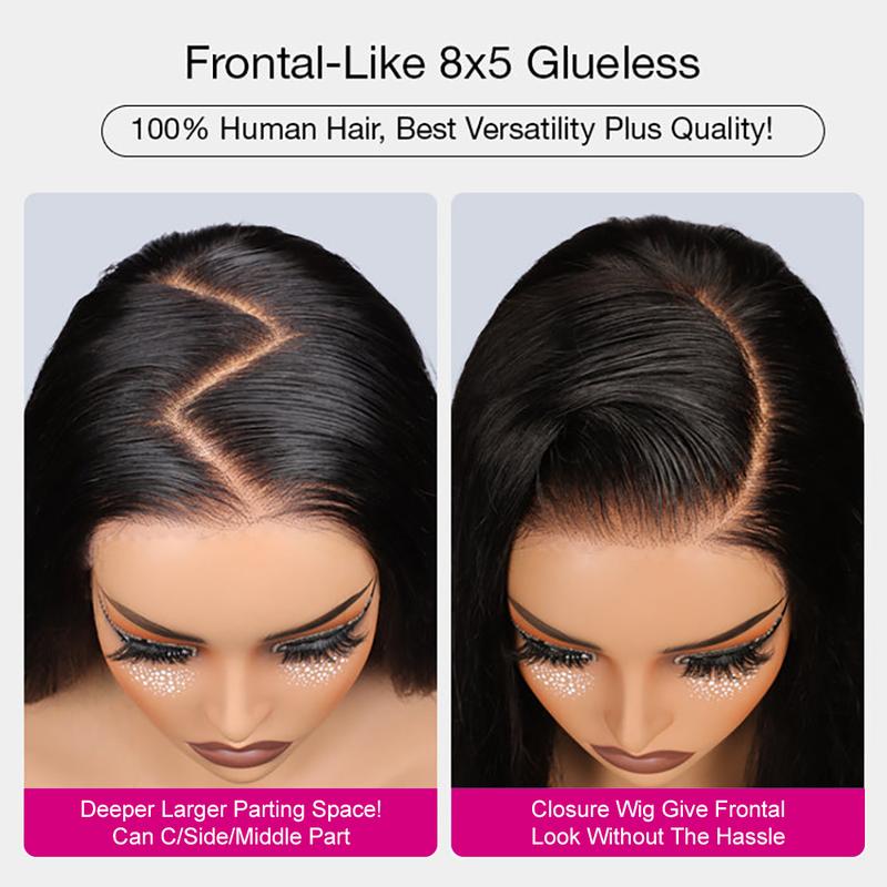 Subella Hair Glueless Straight Wigs Human Hair Pre Plucked Pre Cut HD Lace Closure Ready to Go Wigs 220% Density Natural Color