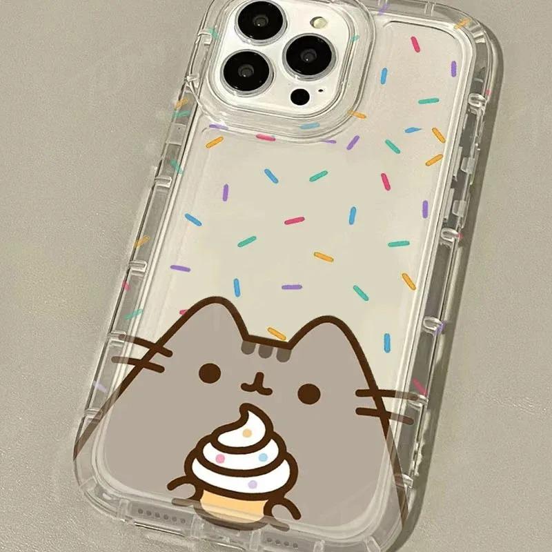 Rainbow Pusheen Cat Clear Protective Case Casing For iPhone 16 15 14 13 12 11 Pro Max XS X XR 8 7 Plus SE 2020 Cellphone Smartphone Shockproof Transparent Soft Cover Accessories