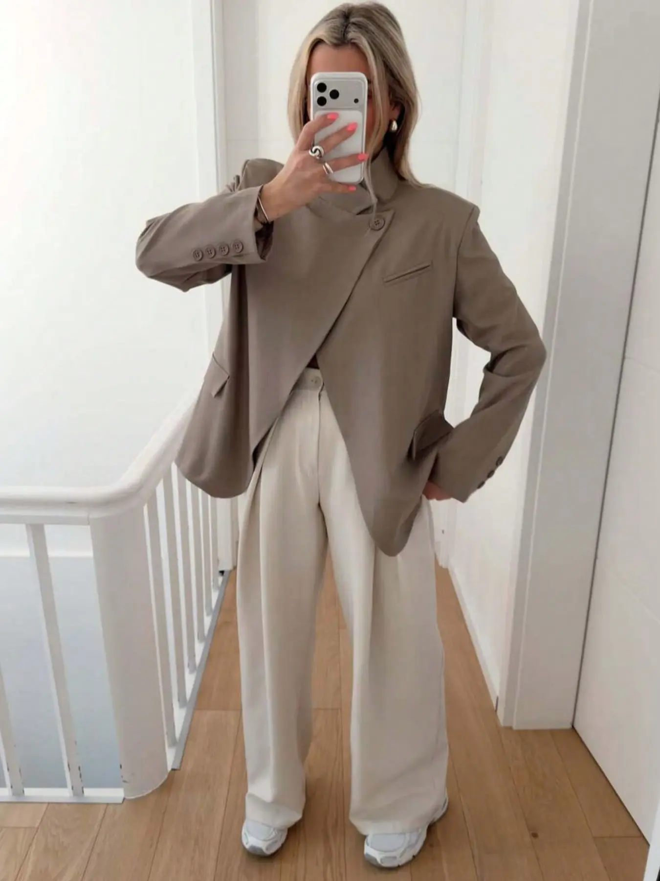 Women's Asymmetrical Loose Fit Blazer, New Traditional Retro Plaid Stand Collar Suit, Casual Spring & Fall Office Wear, Versatile Outerwear, Minimalist