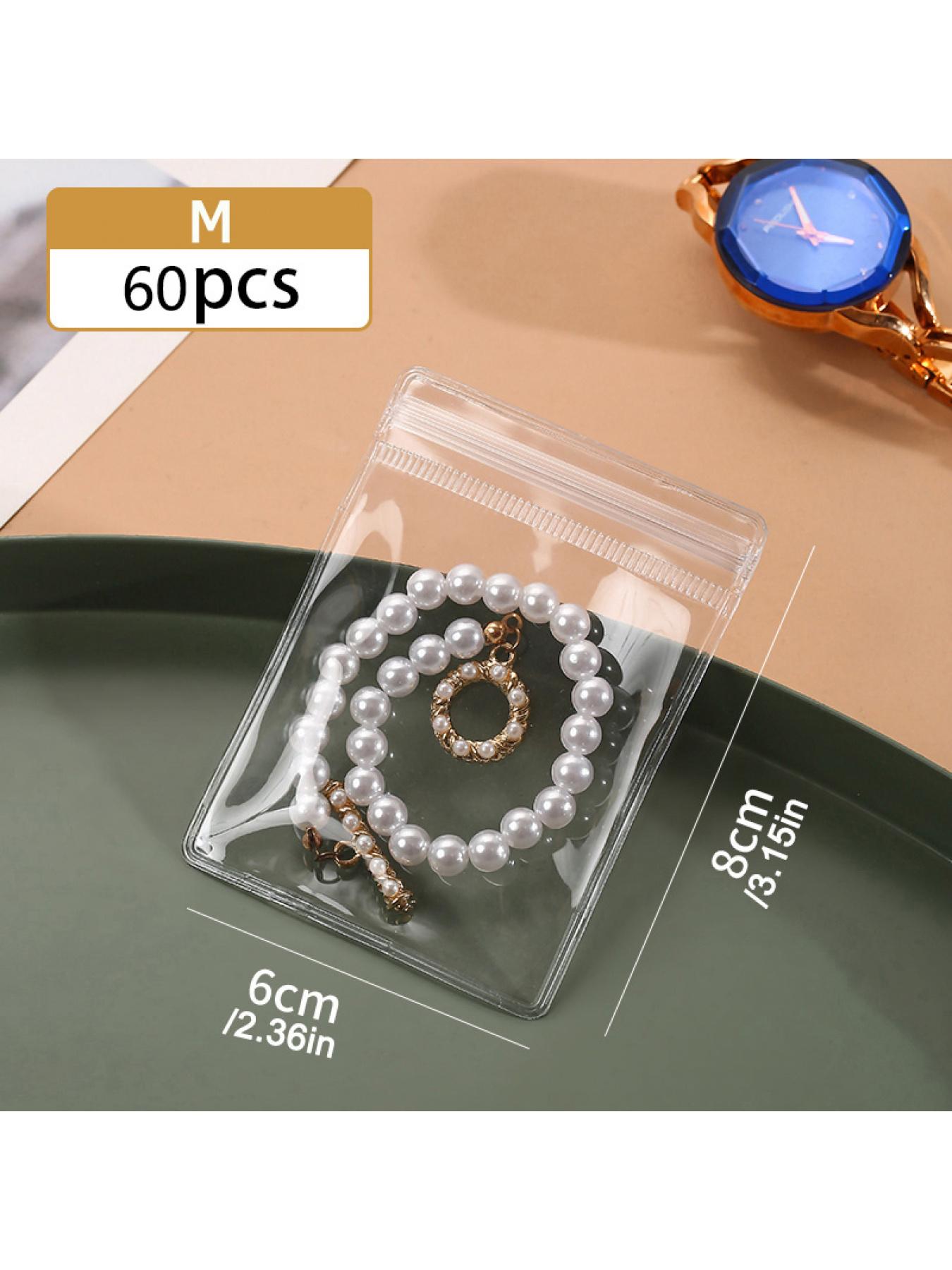 Transparent Jewelry Zipper Bag - Rustproof, Self-Sealing, Waterproof Plastic Pouch, Suitable for Rings, Earrings, Necklaces - Portable Travel Storage Box, Scratch-Resistant Protective Design, Semi-Transparent Lining