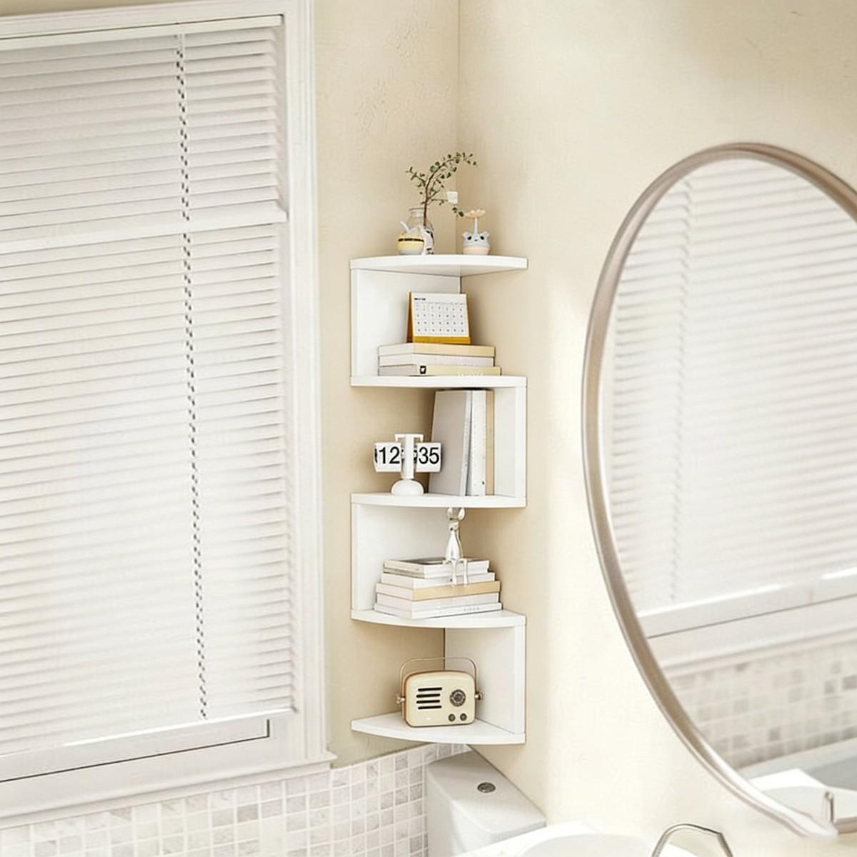 Multi-Layer Adjustable Wall Corner Shelf, Wall Mounted Organizer, Durable PVC Material, Modern Simple Style Decor, Minimalist, Suitable for Bedroom, Bathroom, Dormitory, Living Room, Balcony