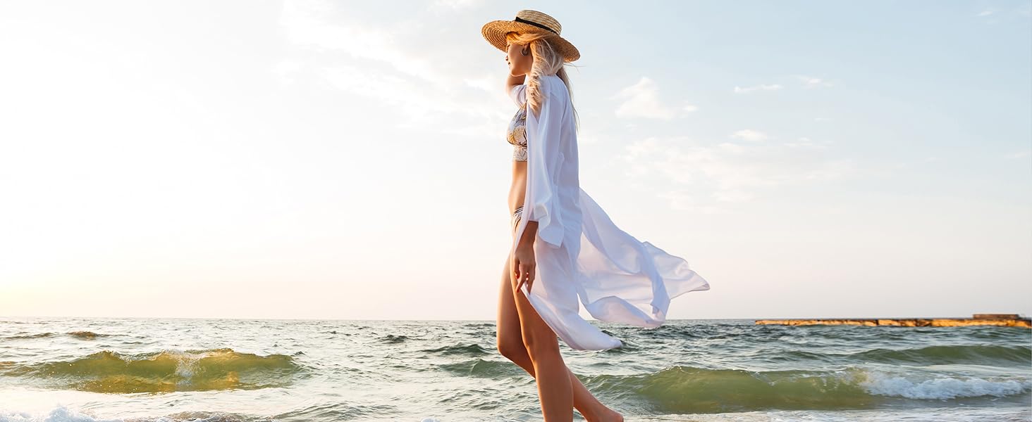 G Gradual Women's UPF 50+ Sun Protection Swim Crochet Bikini Cover Up Hoodie Long Jacket SPF Lightweight Beach Cover Ups for Women SpringStatements