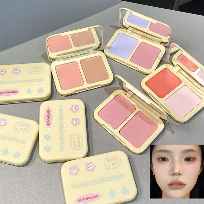 ✨ 2-in-1 Blush Palette with Mirror 🪞 Cheek Makeup Duo Dual Color Cheek & Eyeshadow｜Lightweight Natural Look & Long-Lasting Matte Blur Effect 🕑 Natural Flush for All Skin Tones 🌸 Perfect Christmas Gift & Unisex Makeup Must-Have！