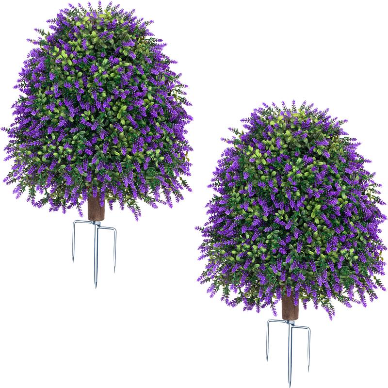 2 Pcs Topiary Artificial Plants for Outdoor Use, UV Resistant Fake Shrubs for Garden Front Porch Yard Balcony Decor