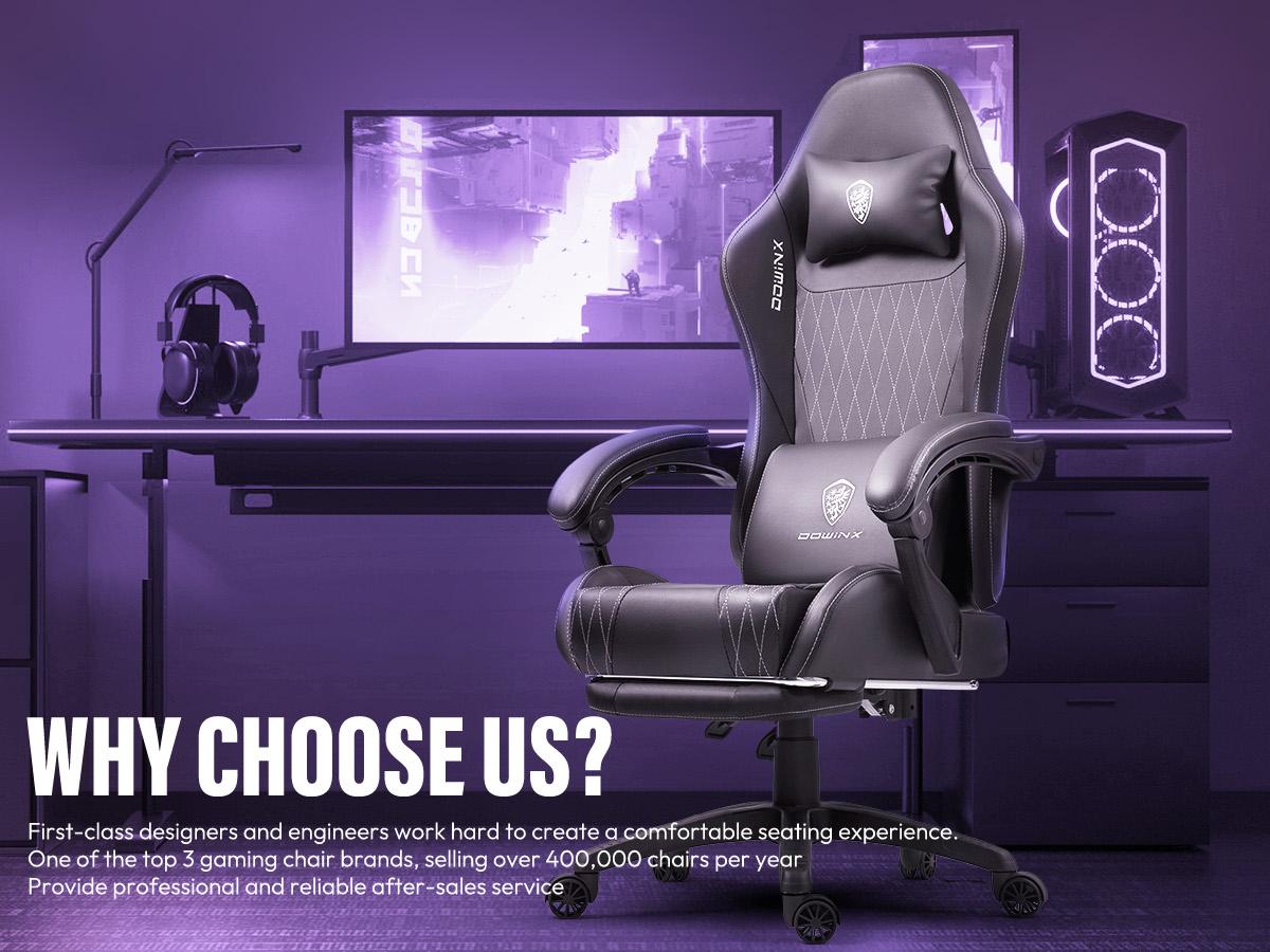 Dowinx Gaming Chair with Massage Lumbar Support and Footrest, Gaming Chairs for Adults, Ergonomic Computer Chair High Back with Pocket Spring Cushion, Swivel Recliner with Headrest Dowinx Gaming Chair with Massage Lumbar Support and Footrest, Gaming Chairs for Adults, Ergonomic Computer Chair High Back with Pocket Spring Cushion, Swivel Recliner with Headrest