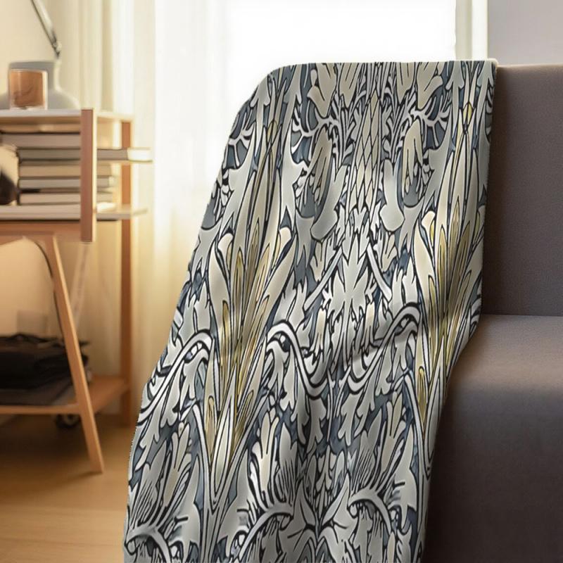 Cute and Practical Blanket William Morris Snakeshead pattern Breathable blanket Soft and cozy flannel blanket for home and travel bedding birthday gift