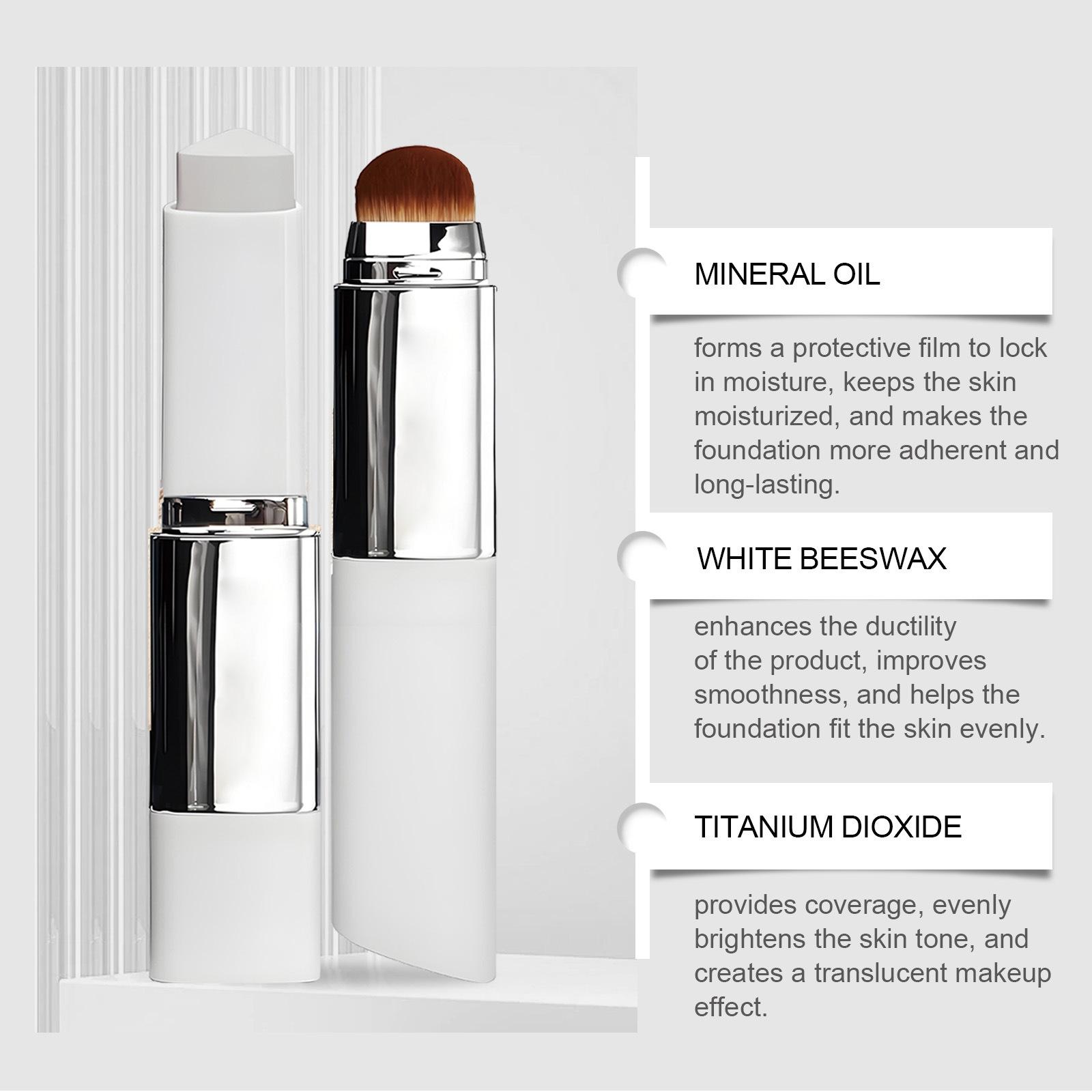 Blanc Cover Stick V - Color Changing Face Foundation Stick with Brush, Skincare-Infused Makeup Balm with Collagen & Niacinamide, Dual-Ended Hydrating Concealer for Dewy Finish, Travel-Friendly