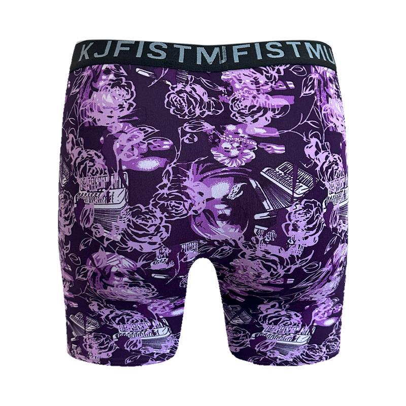 KJFISTMU 8-Piece Random Graffiti Printed Casual Sports Boxer Shorts Breathable Elastic Comfortable Wear for Everyday Use