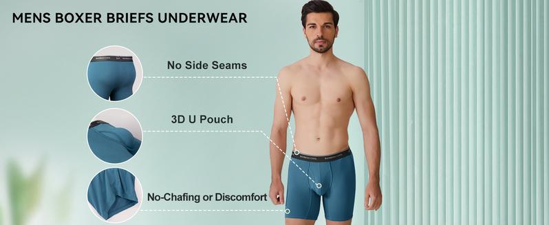 BAMBOO COOL Men's Underwear Boxer Briefs Soft Breathable Premium Fabric Open Fly Pouch High Performance Stretch Christmas Gifts for Men 4 or 7 Pack