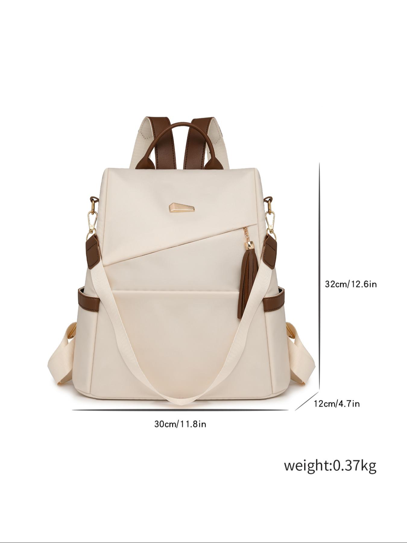 Women's Anti-Theft Backpack, Geometric Patchwork Design, Large Capacity Waterproof Bag, Casual Style for All Seasons