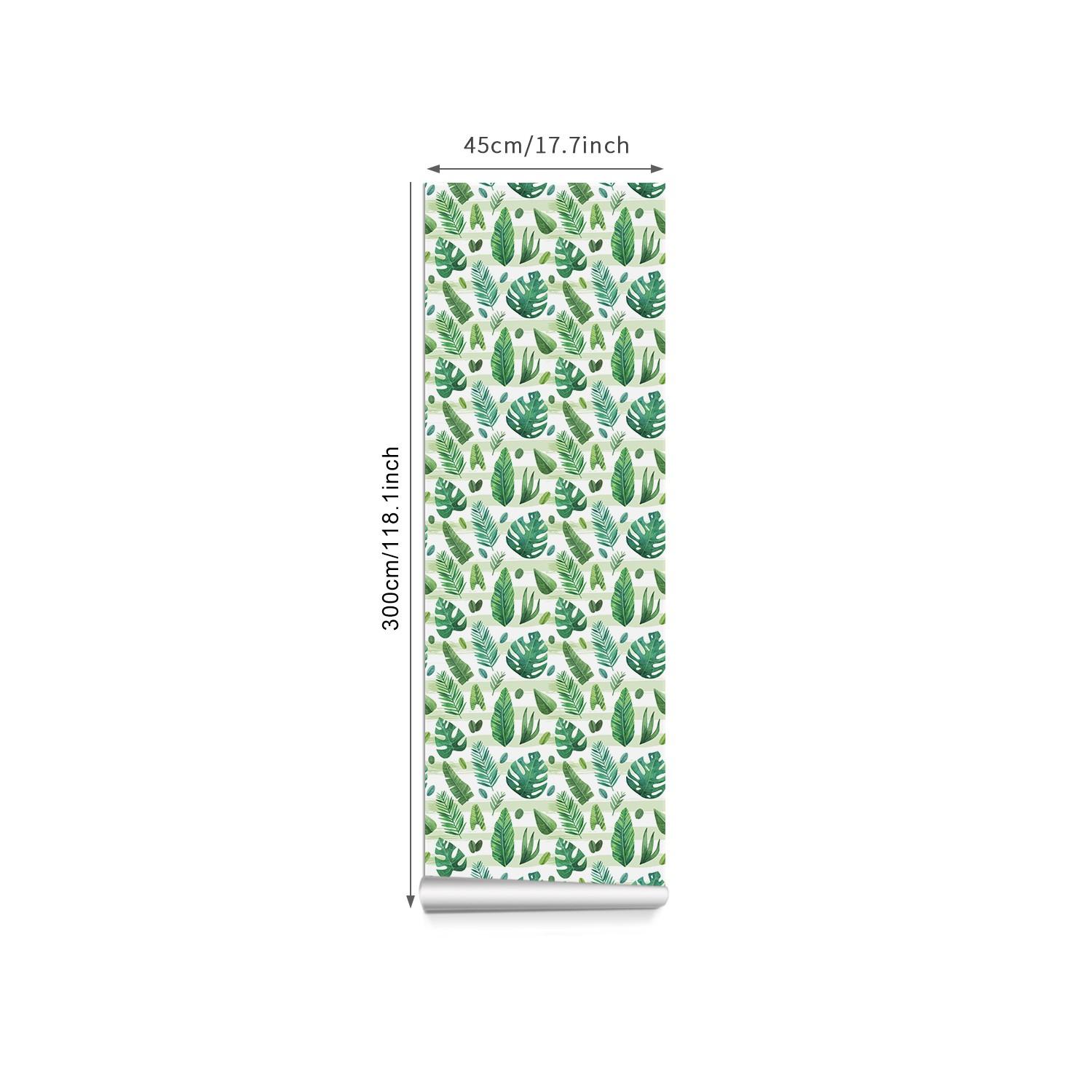 Self Adhesive Plant Wallpaper, Leaf Pattern, Waterproof & Scratch Resistant, Vibrant Design, Tenant Friendly Home Decor