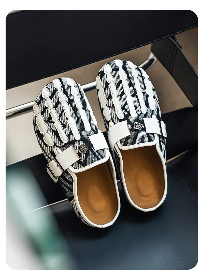 Men's Bohemian Print Mules, Mule Slides, Comfortable Slip-On Sandals, Adjustable Buckle, Soft Insole, Ideal for Daily Wear, Casual Footwear