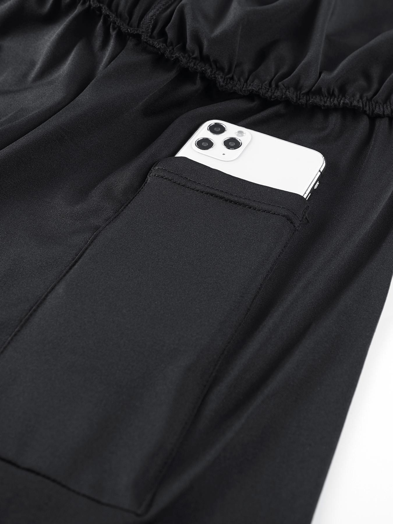 Men Women Regular Fit 2-In-1 Drawstring Waist Sport Shorts, Summer Pocket Print Casual Half Yoga Exercise Shorts, Fashionable Daily Wear