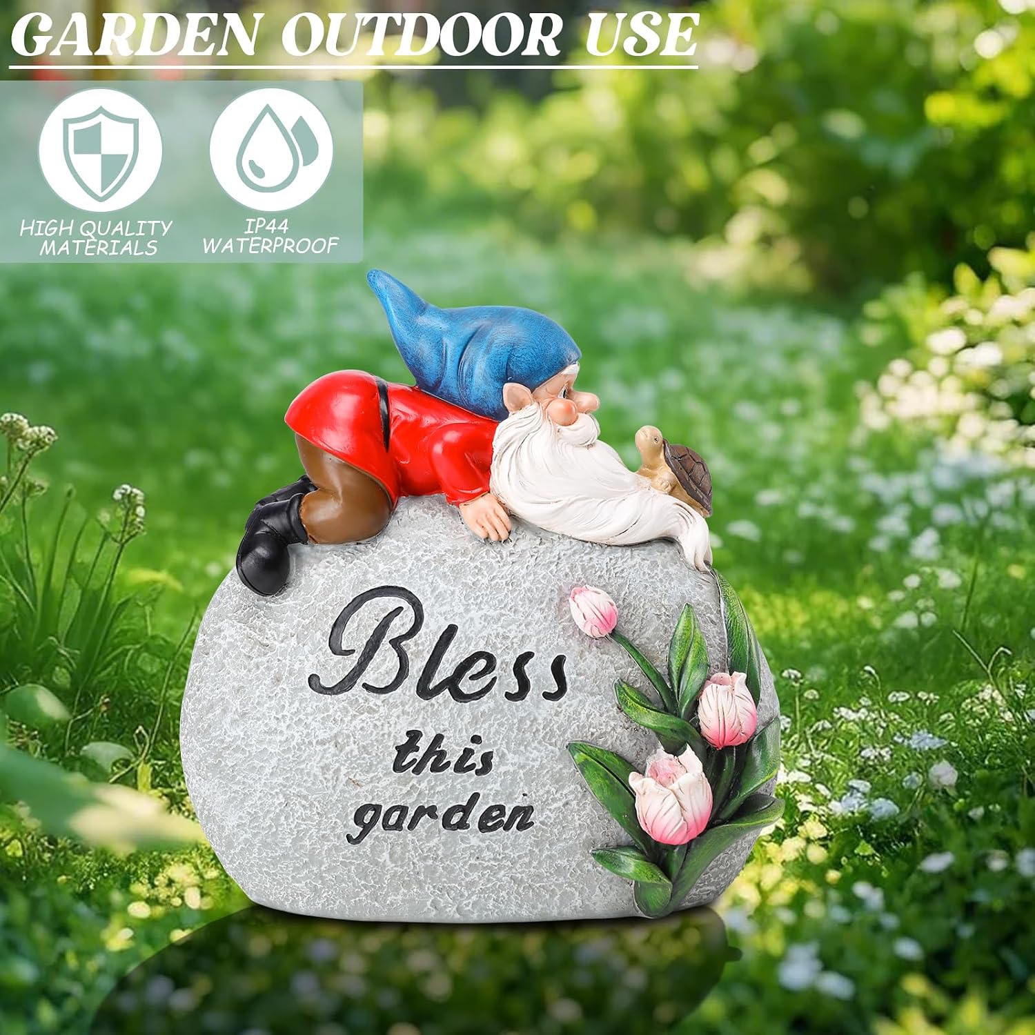 Outdoor Decor, Garden Stone Statues, Novelty  Play with Turtle |  Garden Sculptures Stone Statue with Flower and Turtle Figurine Decoration for Patio Yard Porch Art  Decor and Gifts