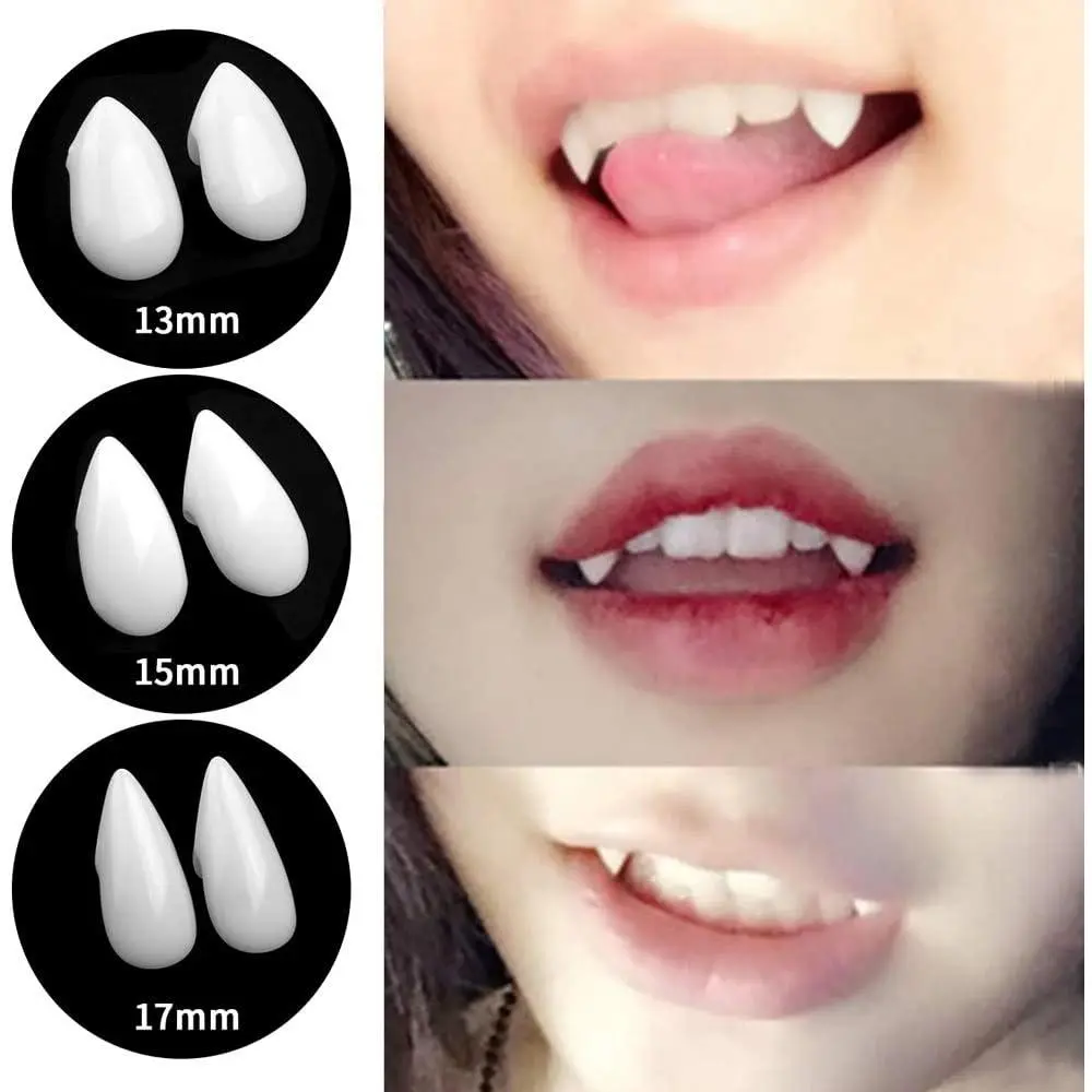 FINGOOO Halloween Vampire Teeth,3 Pairs Horror False Teeth for Halloween,Cosplay Dentures Party Favors