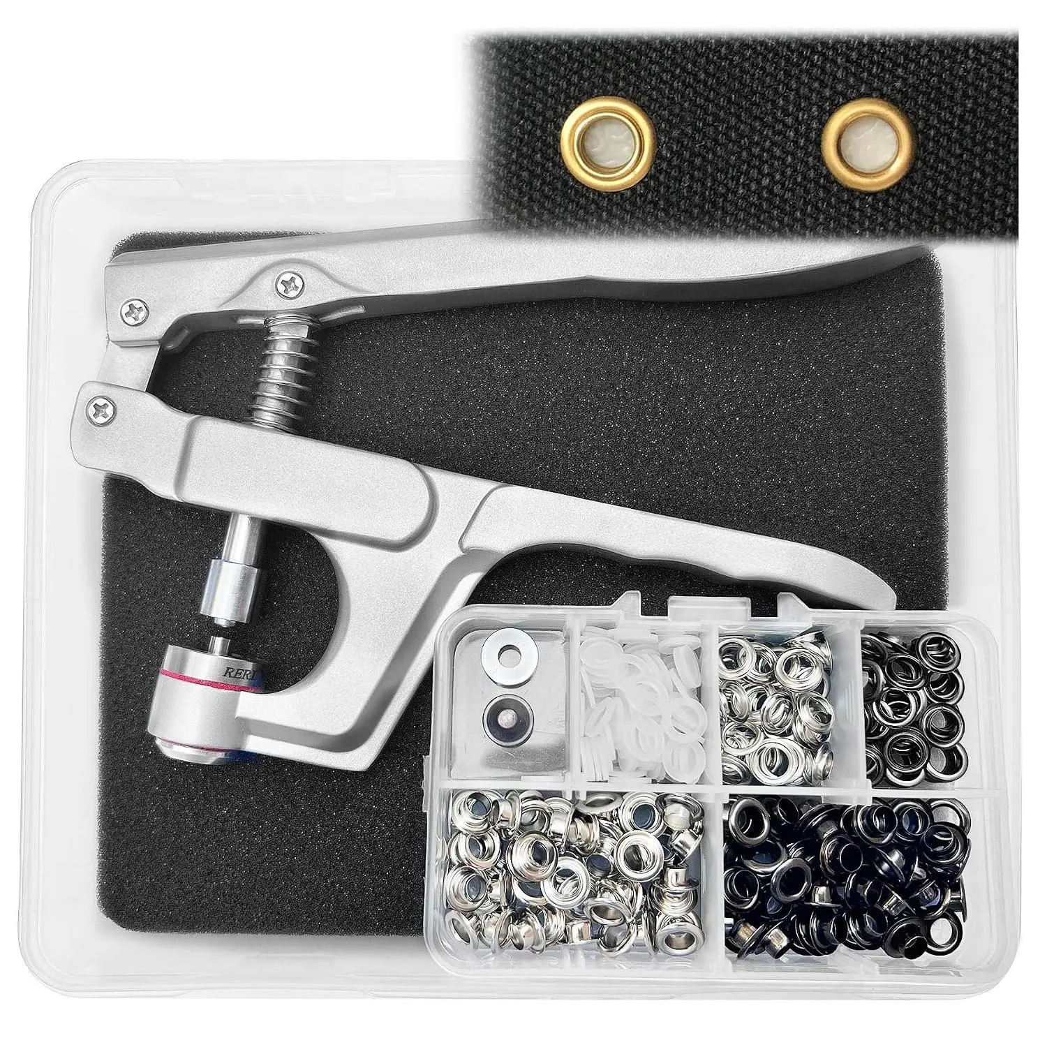 Eyelet Pliers Kit, 5mm Grommet Tool Kit, Eyelet Grommets, Portable Grommet Hand Press kit for Leather Belt Shoes Cloths