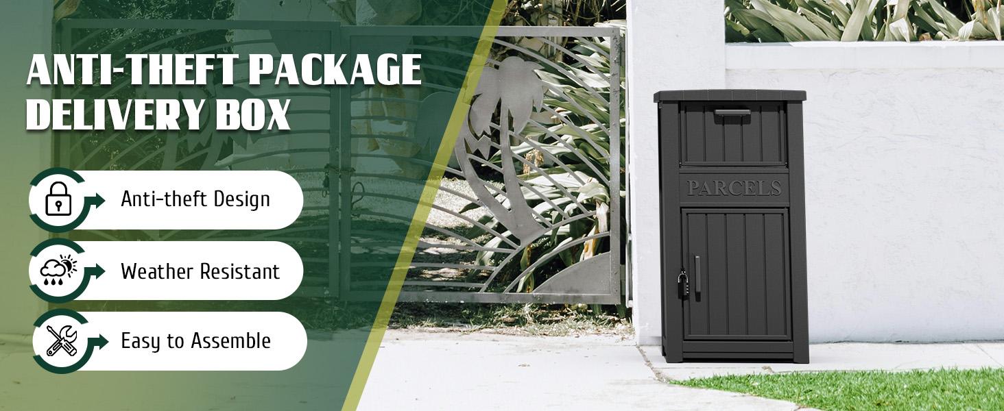 Anti-Theft Waterproof Lockable Storage Box for Outdoor Package Delivery Large Capacity Weatherproof Deck Box for Porch House Curbside Anti-Theft Waterproof Lockable Storage Box for Outdoor Package Delivery Large Capacity Weatherproof Deck Box for Porch House Curbside