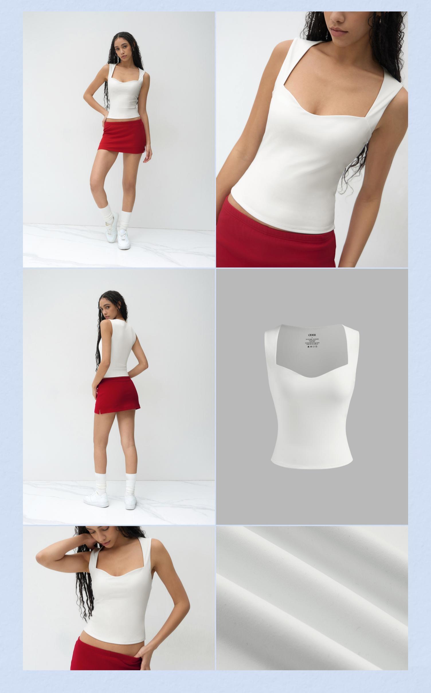 Cider CIDERCONTOUR Double Layered Sweetheart Neckline Tank Top