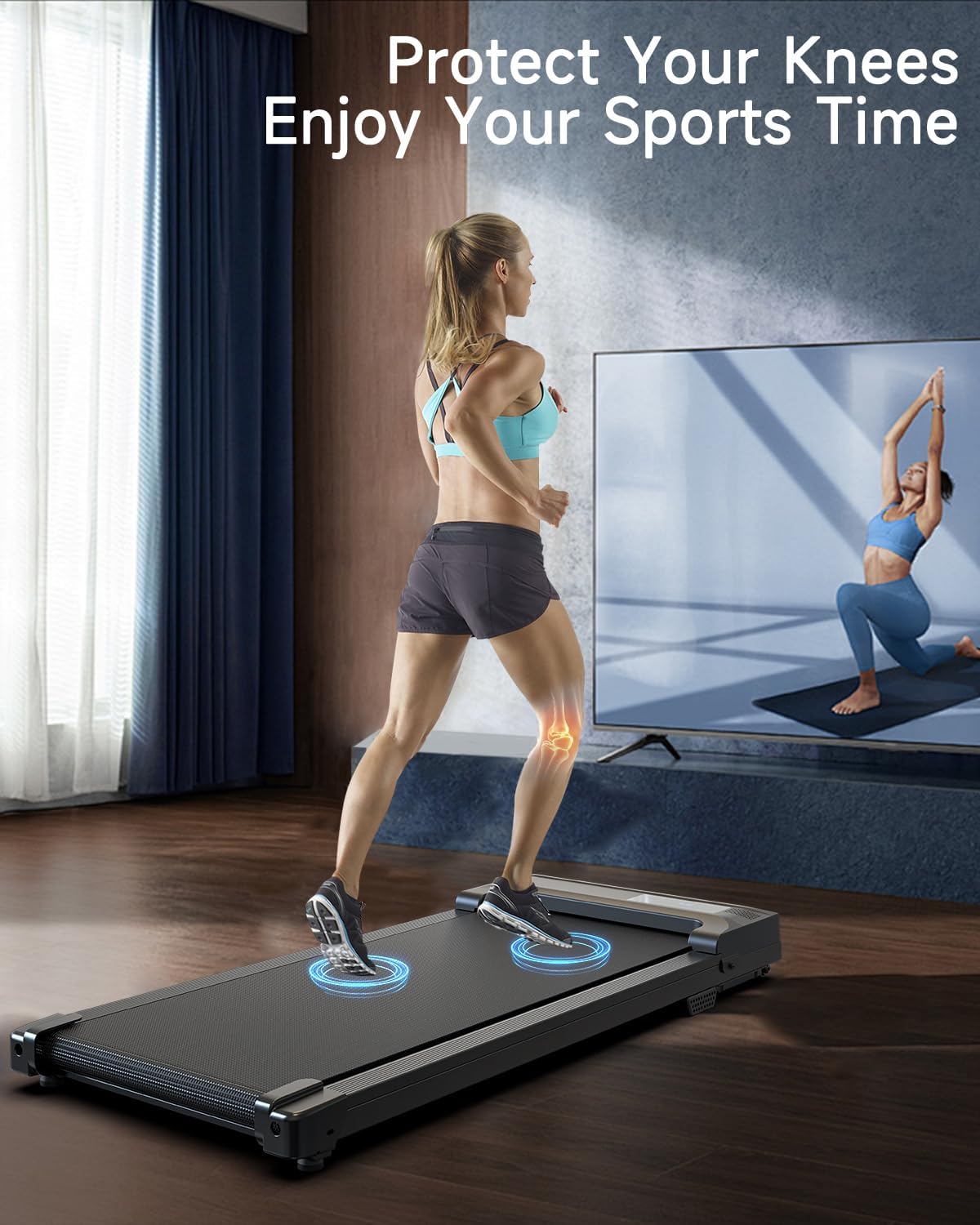 Walking Pad Treadmill for Home - Under Desk Treadmills Portable Mini Compact Walk Running Machine Pads Slim Lightweight Caminadora Eléctrica para Casa Office Small Spaces with Adjustable Speed Remote