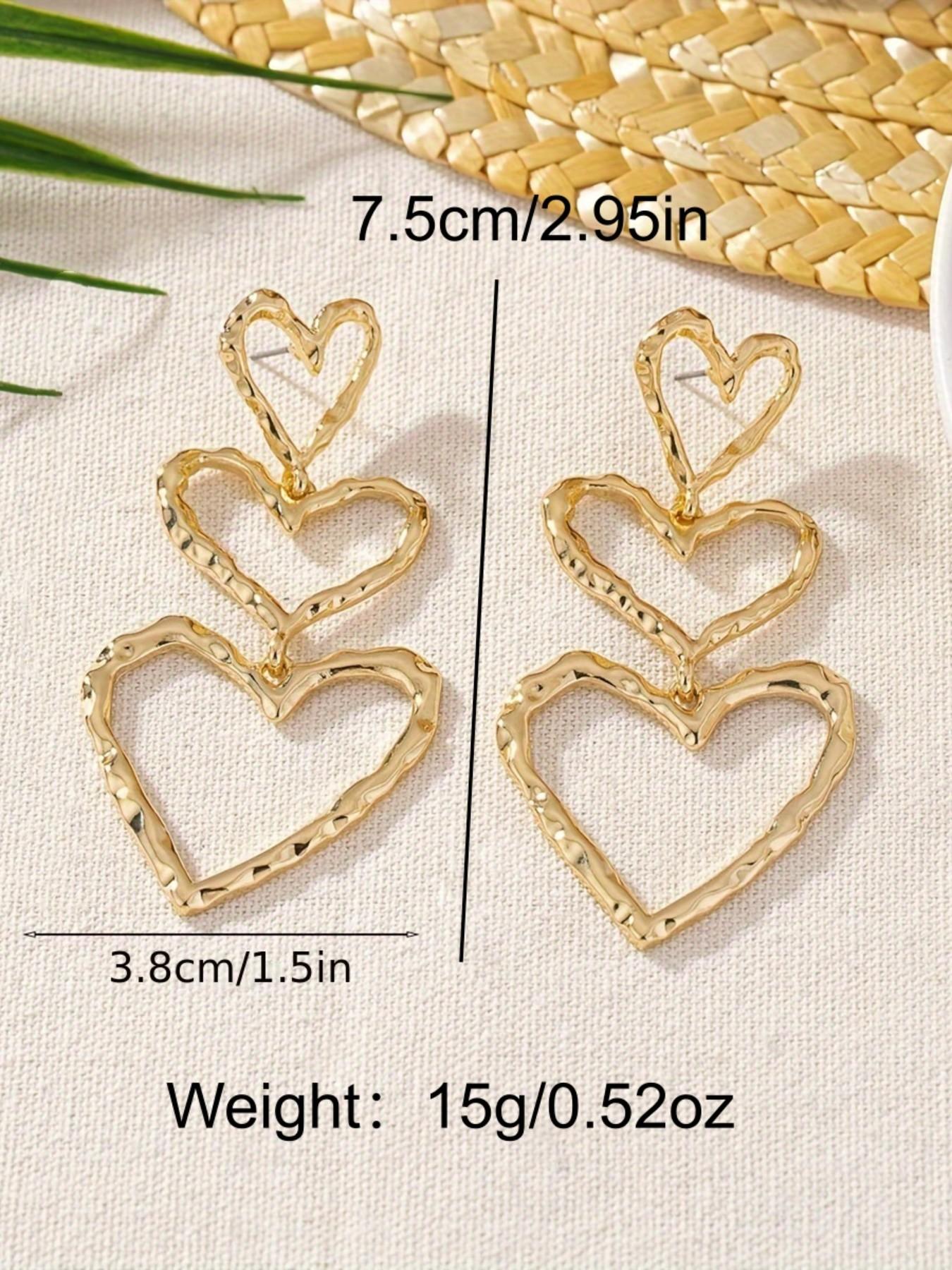 Classic Vintage Dangle Heart Pendant Earrings, High Quality Earrings, Women's Versatile Fashion Accessory, Perfect Valentine's Day Gift for Girlfriend