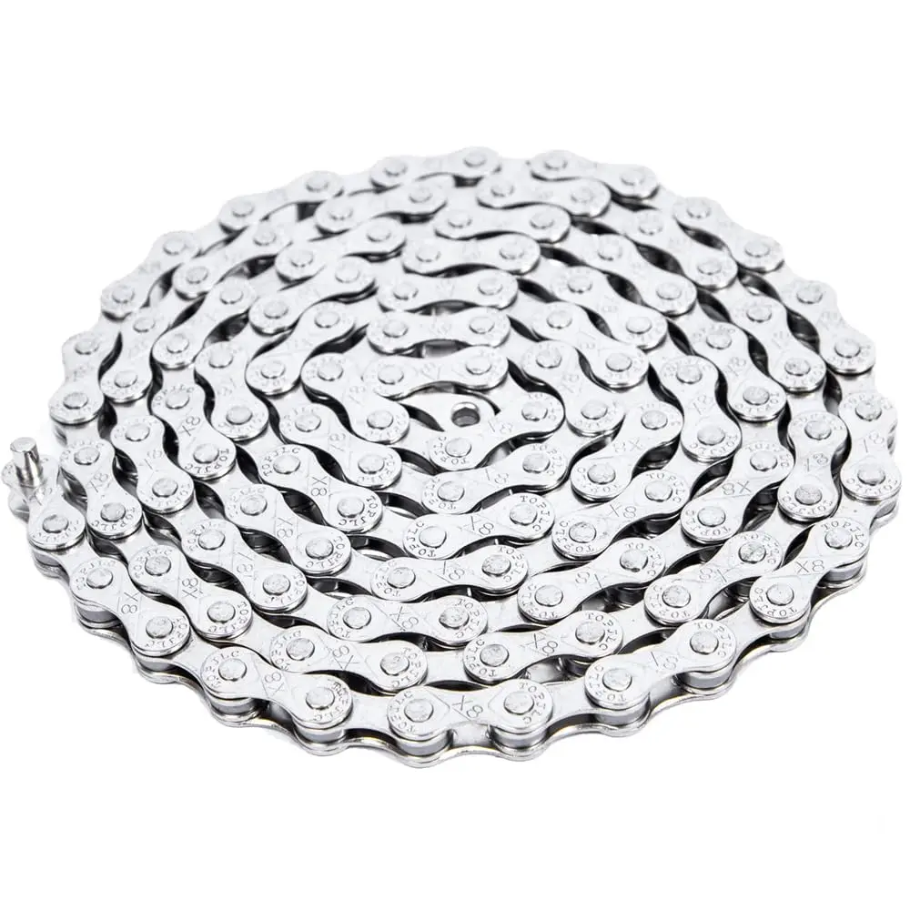 Bike Chain 6/7/8 Speed Replacement Road Bike Quick Link X8 Chains 18/21/24 Speed for MTB BMX 116 Links Silver