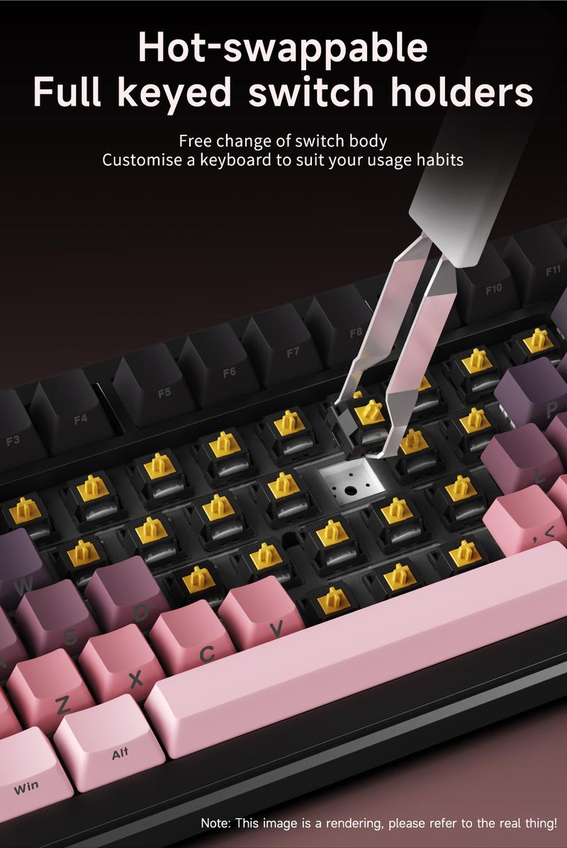 AJAZZ AK820MAX PLUS gift switch side engraved gradient powder wireless mechanical keyboard Bluetooth three-mode long battery life gaming office gaming 8000mah