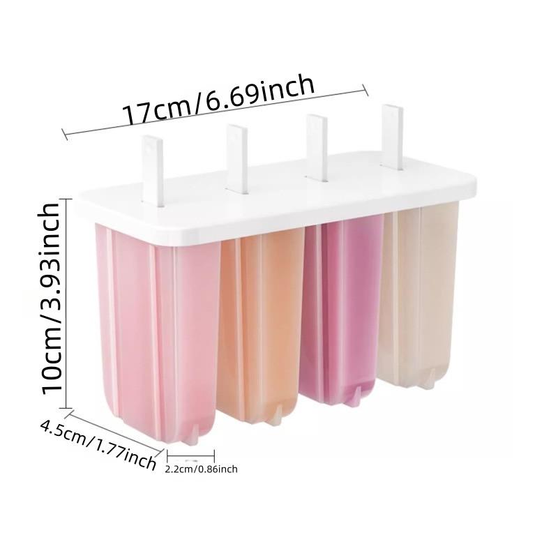 2-Pack 4-Cavity Large Ice Pop Molds with Lid, Food-Grade Popsicle Molds, Easy Release & Anti-Flavor Transfer, BPA-Free Leakproof, Perfect for Summer DIY Homemade Ice Cream, Yogurt Sticks, Frozen Fruit Bars, Home Kitchen Party Frozen Treat Maker