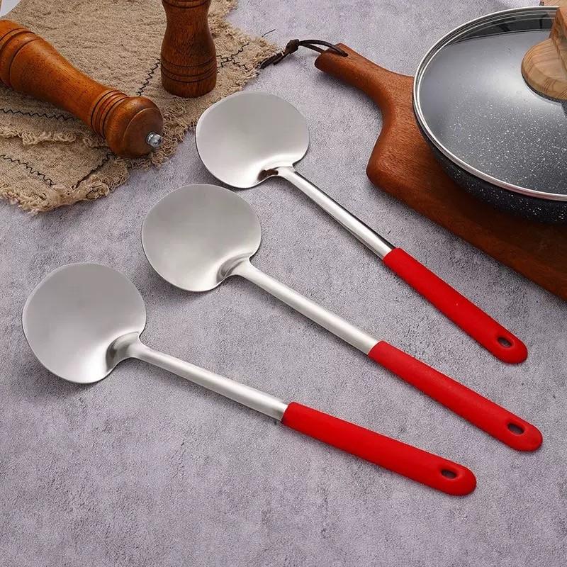 304 Stainless Steel Cooking Spoon, Thickened Long Handle, Heat Resistant Non-Slip, Corrosion-Resistant, Easy to Clean, Kitchen Utensil