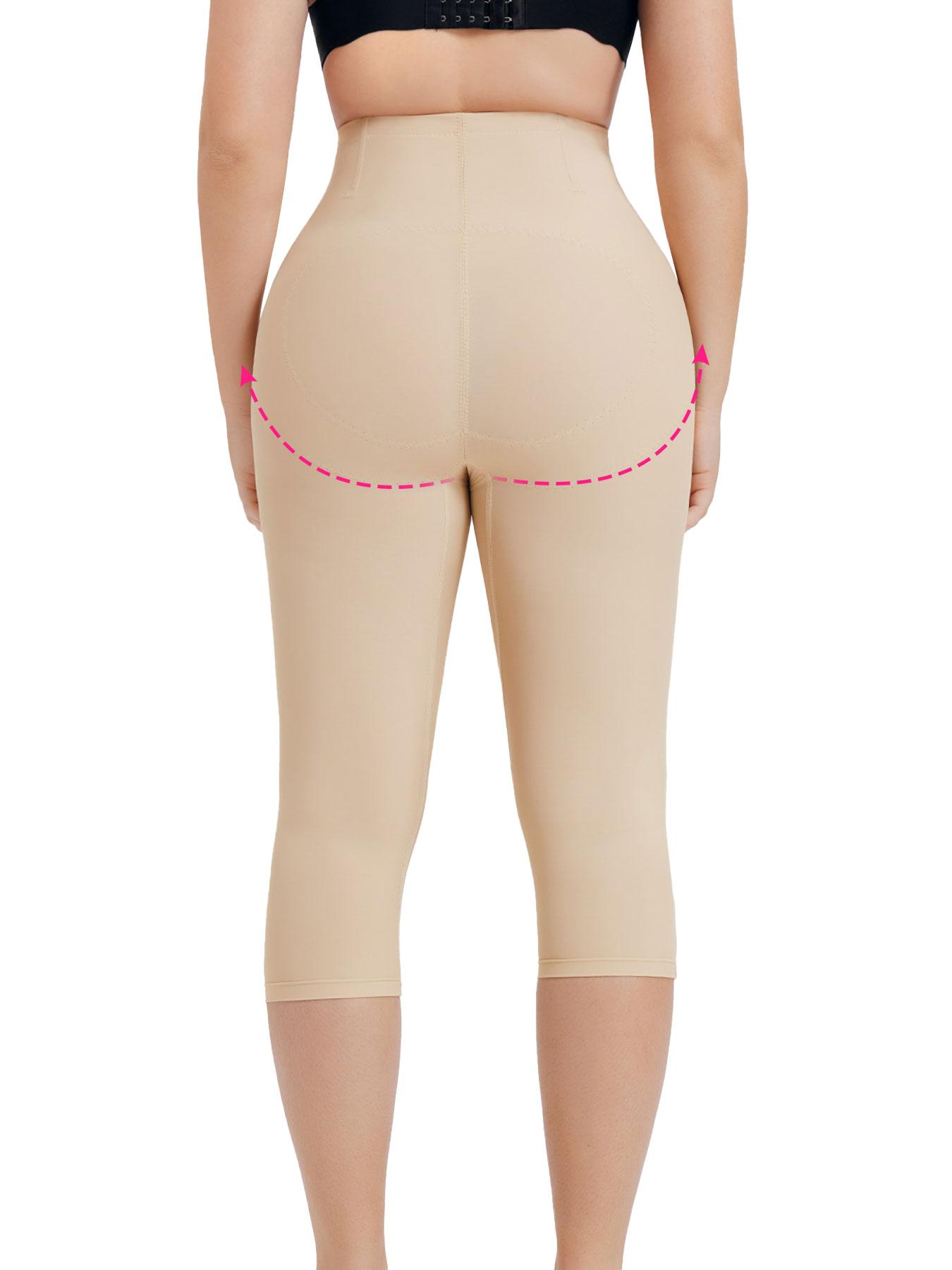 Women's Adjustable Hooks High Waist Shapewear Capris Leggings, Tummy Control Butt Lift Skinny Shaper Capri Pants, High Stretch Shapewear Bottoms for Daily Wear