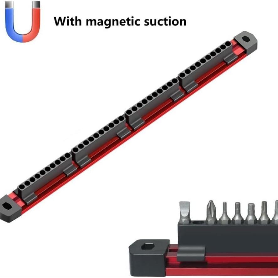 Premium Aluminum Magnetic Tool Holder Magnetic Storage Rack for Screwdriver Bits Sockets Workshop Organizer