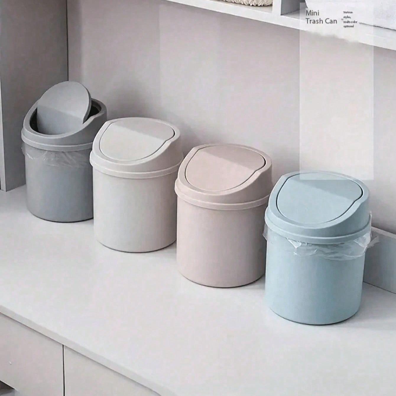 Mini Garbage Bin, Trash Storage Can, Covered Trash Can, Desktop Trash Can, Plastic Desktop Waste Paper Basket, To Prevent Odor Leakage, Storing Fruit Peel, Paper Scraps On Desk To Keep Tidy, For Office Desk Decor, Coffee Table, Office, Living Room, Study