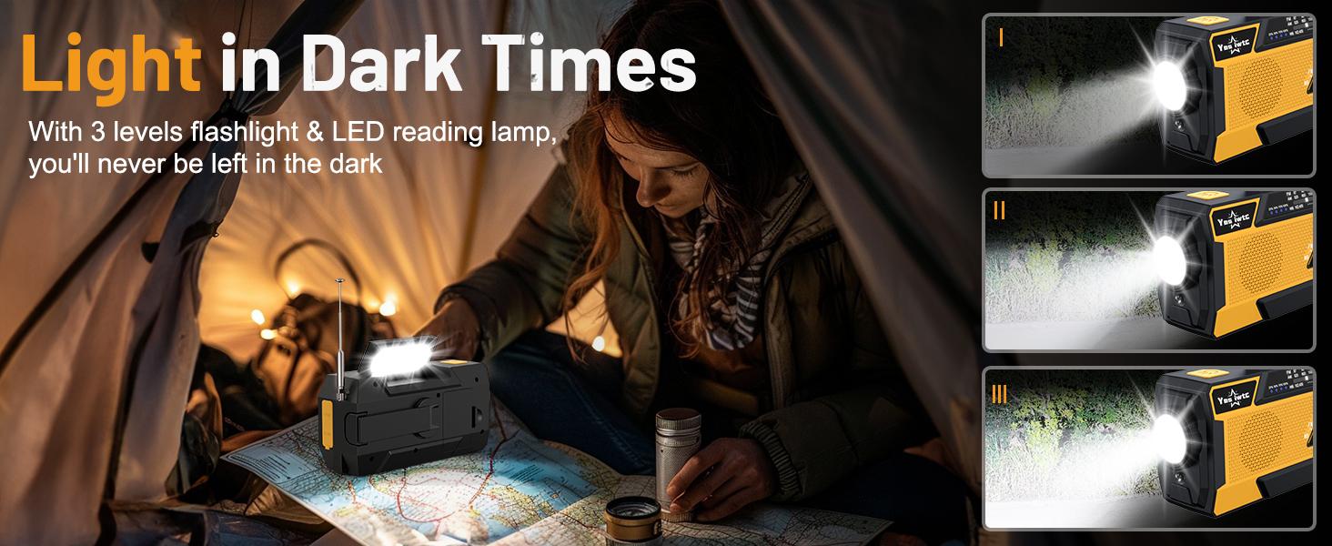 2000mAh Solar Hand Crank Weather Emergency radio Radio, AM/FM/NOAA, Flashlight & SOS Alarm for Hurricane Preparedness & Outdoor Emergencies winter storm