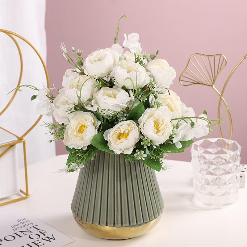 4pcs Realistic Two-Tone Pink Artificial Peony Bouquet, DIY Fake Flowers for Home Living Room Decor, Wedding Decor, Valentine's Day Gift, Long-Lasting Faux Flowers Perfect for Birthday Party, Garden, Bedroom, Dining Table, Window Sill & Bridal Bouquet