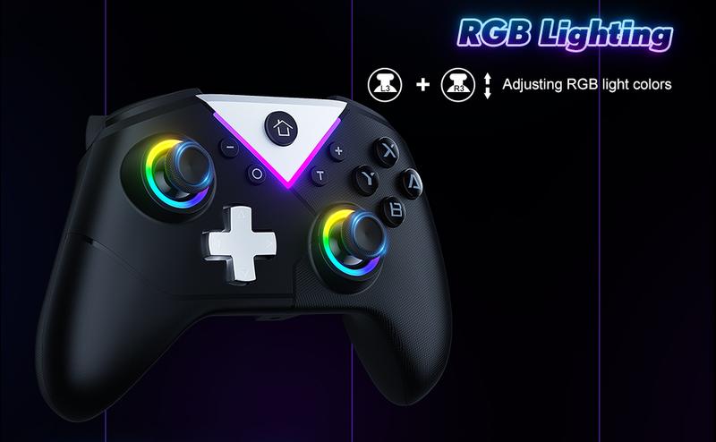 Switch Controller Button RGB - Wireless Pro Controller Compatible with PC/Switch/Steam, Multi-Platform Windows PC/IOS/Android Controller with 11 Light Mode/Programmable/Vibration/Turbo/Wakeup Accessories