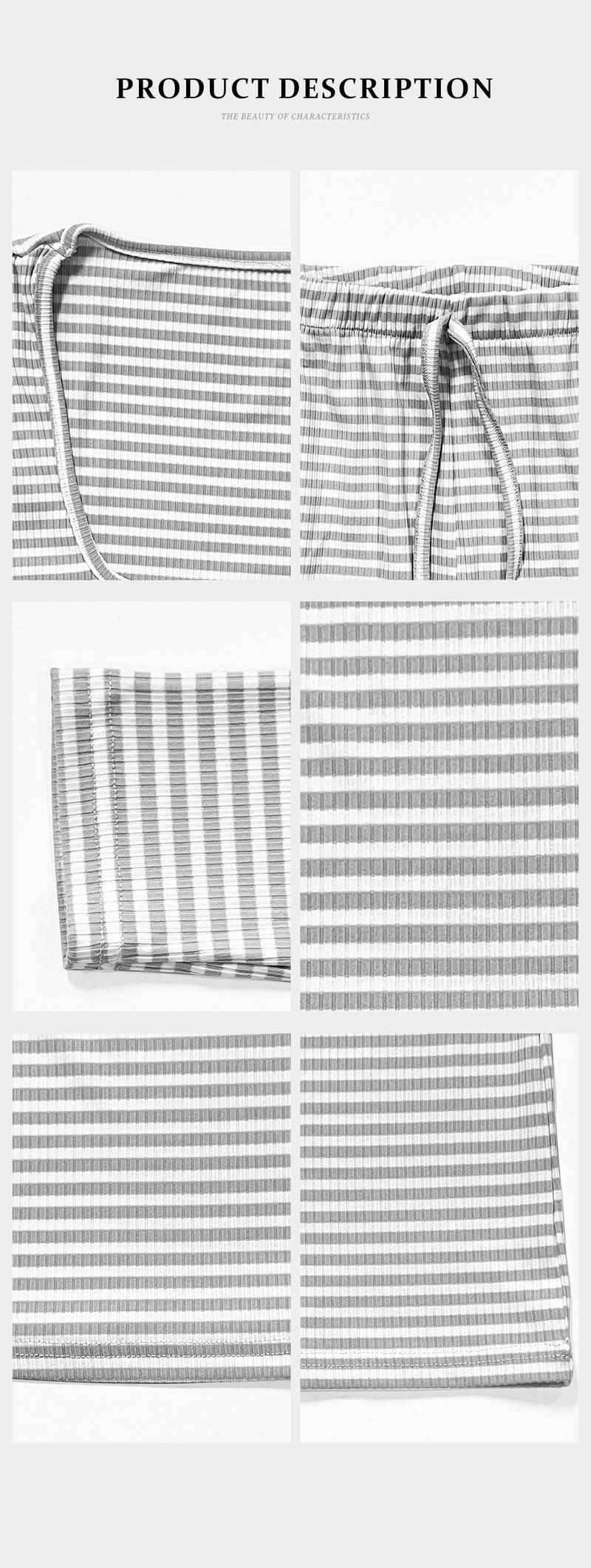 KatchMe Women's Slouchy Square Neck Stripe Long Sleeve Crop Top & Low-Rise Wide Leg Trousers Co-ord, Minimalist Two Piece Outfits, Cozy Womenswear(US/CN)