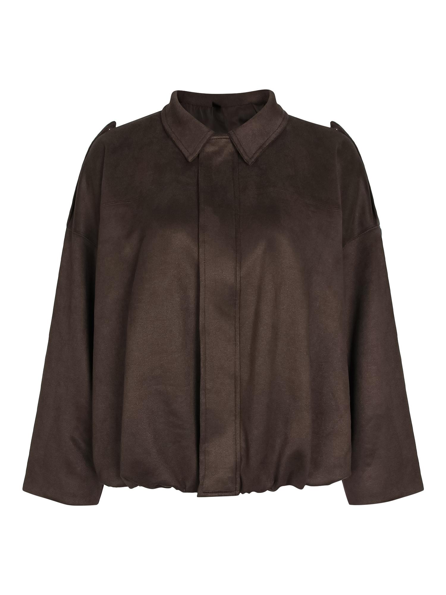 Women Solid Fall Winter Long Sleeve Loose Jacket Ladies Daily Casual Outfit Vintage Coat