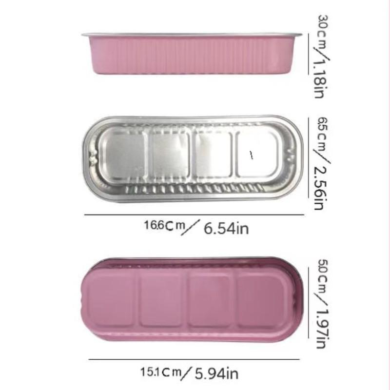 20pcs Long Rectangle Tiramisu Chocolate Packaging Foil Boxes, Aluminum Cake Box Dessert Molds, Disposable Foil Cups for Baking